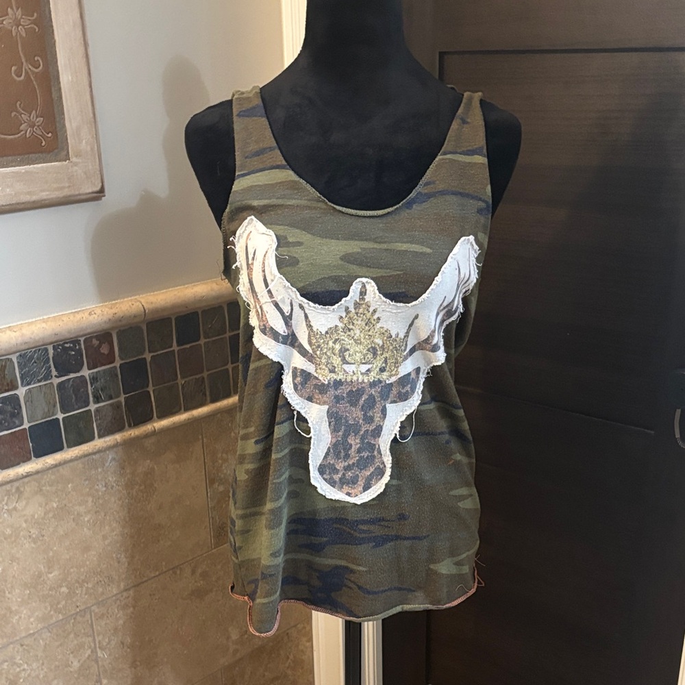 Alternative Apparel Camouflage Tank with Deer Design